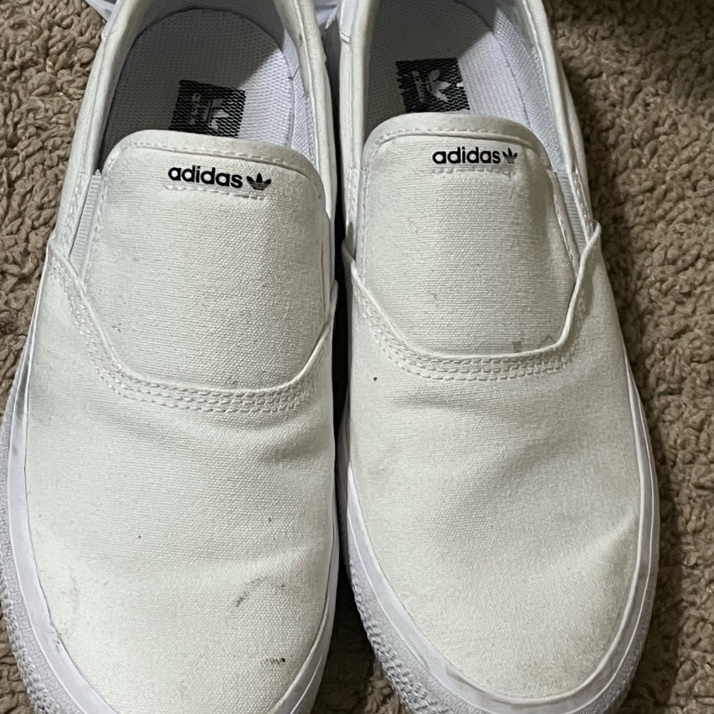 Adidas White Slip-On Loafers Canvas Comfort
